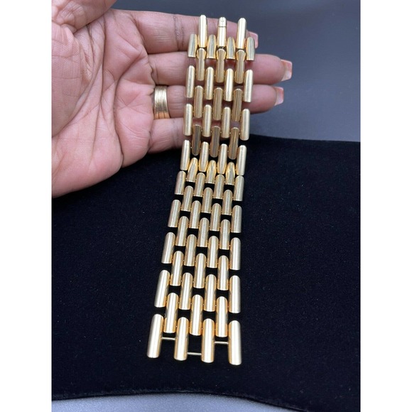 Vintage 1940's Linear Link 14k Gold Bracelet 80+ G - Picture 7 of 12